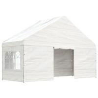 Prieel met dak 5,88x2,23x3,75 m polyetheen wit - thumbnail