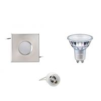 LED Inbouwspot Set - Waterdicht IP65 - GU10 - Mat Chroom - Philips - Warm Wit 2200K-2700K - Dimbaar - thumbnail