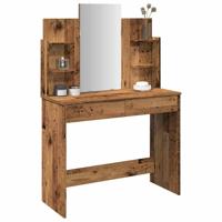 Kaptafel met spiegel 96x39x142 cm oud houtkleurig - thumbnail