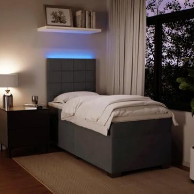Boxspring met matras fluweel donkergrijs 90x200 cm - thumbnail