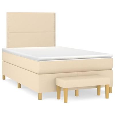 Boxspring met matras stof crèmekleurig 120x200 cm