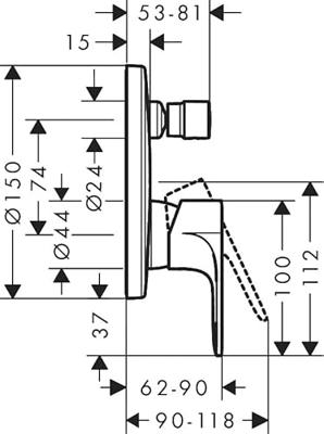 Hansgrohe Badmengkraan Inbouw Rebris E Eengreeps Met Zekerheidscombinatie EN1717 Voor iBox Universal Chroom - thumbnail