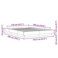 Bedframe bewerkt hout grijs sonoma eikenkleurig 135x190 cm - thumbnail