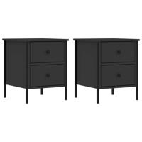 Nachtkastjes 2 st 40x42x50 cm bewerkt hout zwart - thumbnail