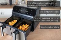 Unold TWIN ZONE Airfryer 8 l 1700 W 2 gescheiden temperatuurregelaars Zwart, RVS - thumbnail