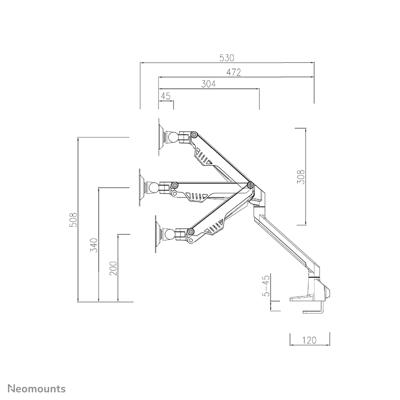 Neomounts FPMA-D750DWHITE2 Monitor-tafelbeugel Aantal monteerbare displays: 2 Display(s) 25,4 cm (10) - 81,3 cm (32) Wit In hoogte verstelbaar, Roteerbaar,