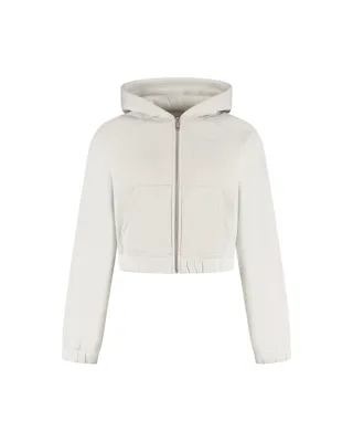 Malelions Cropped Emblem Zip Hoodie Dames Lichtgrijs - Maat S - Kleur: Lichtgrijs | Soccerfanshop
