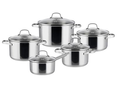 SILVERCREST Set van 5 RVS pannen (Glazen deksel)