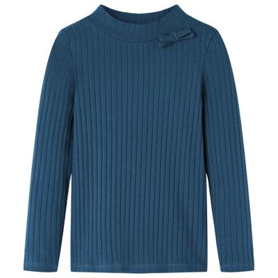 VidaXL Kindershirt met lange mouwen geribd 140 marineblauw