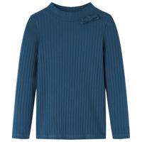 VidaXL Kindershirt met lange mouwen geribd 140 marineblauw - thumbnail