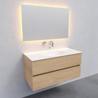 Badkamermeubel Solid Surface BWS Stockholm 100x46 cm Midden Wood Washed Oak (0 kraangaten) - thumbnail