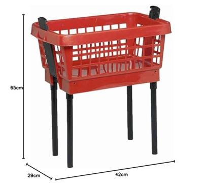Wasmand met voeten rood, 65 cm.