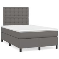 Boxspring met matras kunstleer grijs 120x190 cm - thumbnail