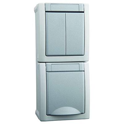 VIKO 90591082-DE Pacific Schakel-/stopcontact combinatie spatwaterdicht Grijs 1 stuk(s)