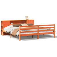 Bed met boekenkast zonder matras grenenhout wasbruin 180x200 cm - thumbnail