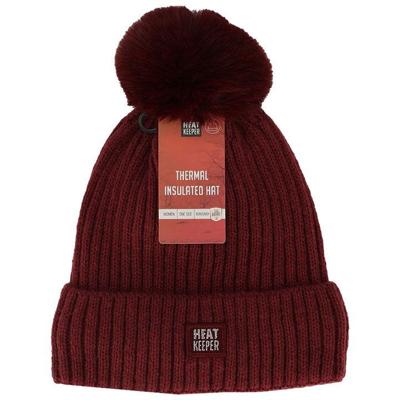 Ladies Thermal Hat Pompon Burgundy One Size Heat Keeper - Heat keeper