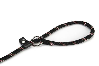 Hondenriem van rond nylon sliplijn 170cm x 8mm zwart