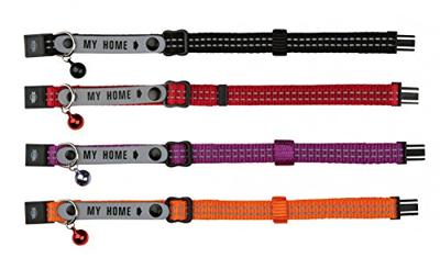 TRIXIE KATTENHALSBAND MET ADRESFLAP MY HOME REFLECTEREND ASSORTI 4 ST