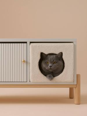 Kattenmand van teddy FAMILY wit