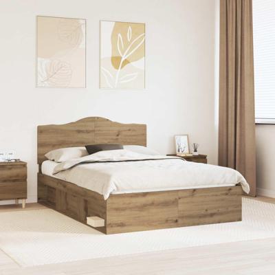 Bedframe Ambachtelijk eiken 140 x 190 cm Massief grenenhout