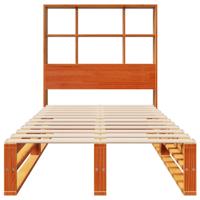 Bed met boekenkast zonder matras massief hout wasbruin 75x190cm - thumbnail