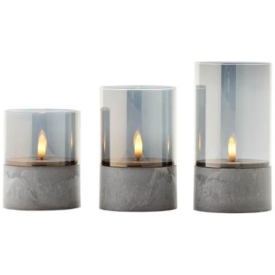 Brilliant Set van 3 tafellampjesBougie smoke glas - G92635A93