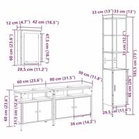 4-delige badkamermeubelset in Zwart Eiken - Mooi Gelamineerd Hout - thumbnail