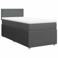 Boxspring met matras stof donkergrijs 90x200 cm - thumbnail
