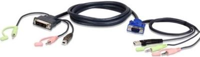 ATEN KVM Aansluitkabel [1x VGA-stekker, USB-A 2.0 stekker, Jackplug male 3,5 mm - 1x USB 2.0 bus B, Jackplug male 3,5 mm, DVI-stekker 18+5-polig] 3.00 m Zwart