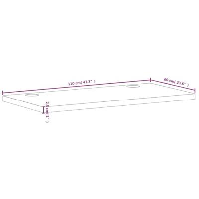 Bureaublad 110x60x2,5 cm massief beukenhout - thumbnail