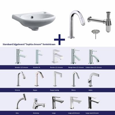 FonteinPack Trevi Keramiek 38x25x9 cm Chroom (Keuze uit 20 kranen)