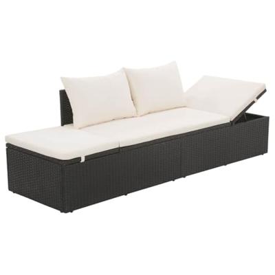 Tuinbed 195x60 cm poly rattan zwart Tuinbed 195x60 cm poly rattan zwart