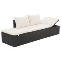 Tuinbed 195x60 cm poly rattan zwart - thumbnail