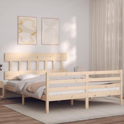 Bedframe met hoofdbord massief hout 160x200 cm