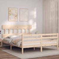 Bedframe met hoofdbord massief hout 160x200 cm - thumbnail