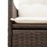 Tuinstoelen 2 st verstelbaar met kussens poly rattan bruin - thumbnail