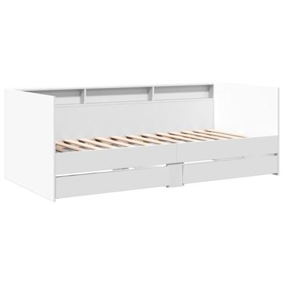 Slaapbank met lades zonder matras 90x200 cm wit