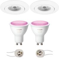 Pragmi Uranio Pro - Inbouw Rond - Mat Wit - Kantelbaar - Ø82mm - Philips Hue - LED Spot Set GU10 - White and Color Ambiance - Bluetooth - thumbnail