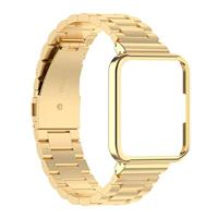 Stalen schakelband met case - Goud - Xiaomi Redmi Watch 2 (Lite) - thumbnail