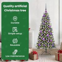 Kunstkerstboom met 150 LED Groen 120 cm PVC en Plastic en Staal - thumbnail