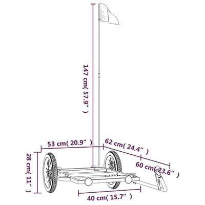 Fietstrailer 122x53x28 cm ijzer zwart - thumbnail