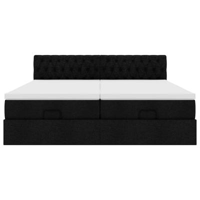 Ottoman bed met matrassen en LED's 200x200cm stof zwart