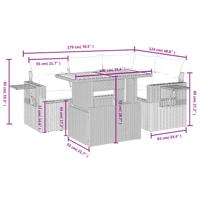 5-delige Loungeset met kussens poly rattan grijs - thumbnail