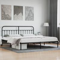 Bedframe met hoofdbord metaal zwart 193x203 cm - thumbnail