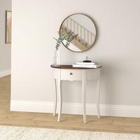 Wandtafel met lade halfrond bruin - thumbnail