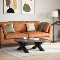 Salontafelpoten 2 st X-vormig 70x(30-31) cm staal zwart - thumbnail