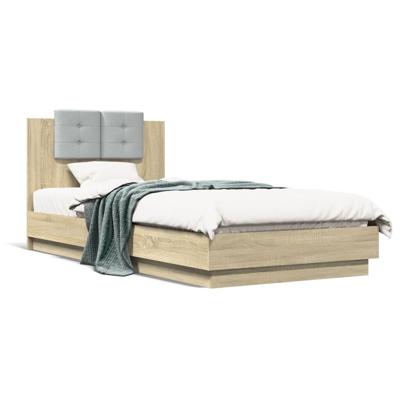 Bedframe met hoofdeinde bewerkt hout sonoma eiken 100x200 cm - thumbnail