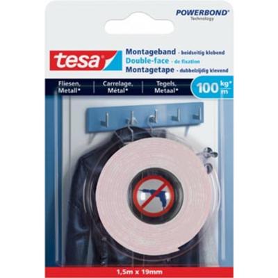 Tesa Powerbond montagetape Tegels en Metaal, 19 mm x 1,5 m Tesa Powerbond montagetape Tegels en Metaal, 19 mm x 1,5 m