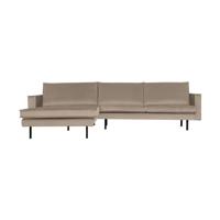 WOOOD Loungebank 'Rodeo' Links, Velvet, kleur Khaki - thumbnail
