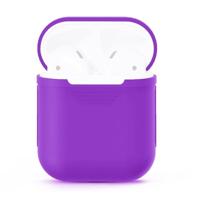 Portable Wireless Bluetooth Earphone Silicone Protective Box Anti-lost Dropproof Storage Bag for Apple AirPods 1/2(Earphone is not Included)(Purple) - thumbnail